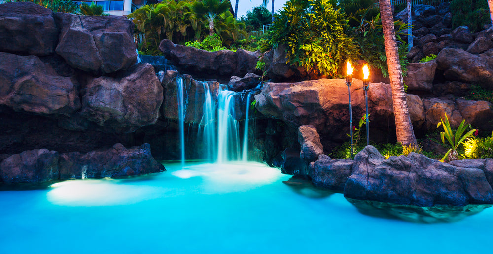 Pond Fountain with Lights